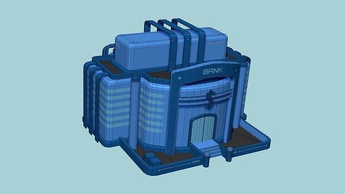SciFi Bank A03 Bank - Sci Fi Exterior Design Low-poly 3D model 7
