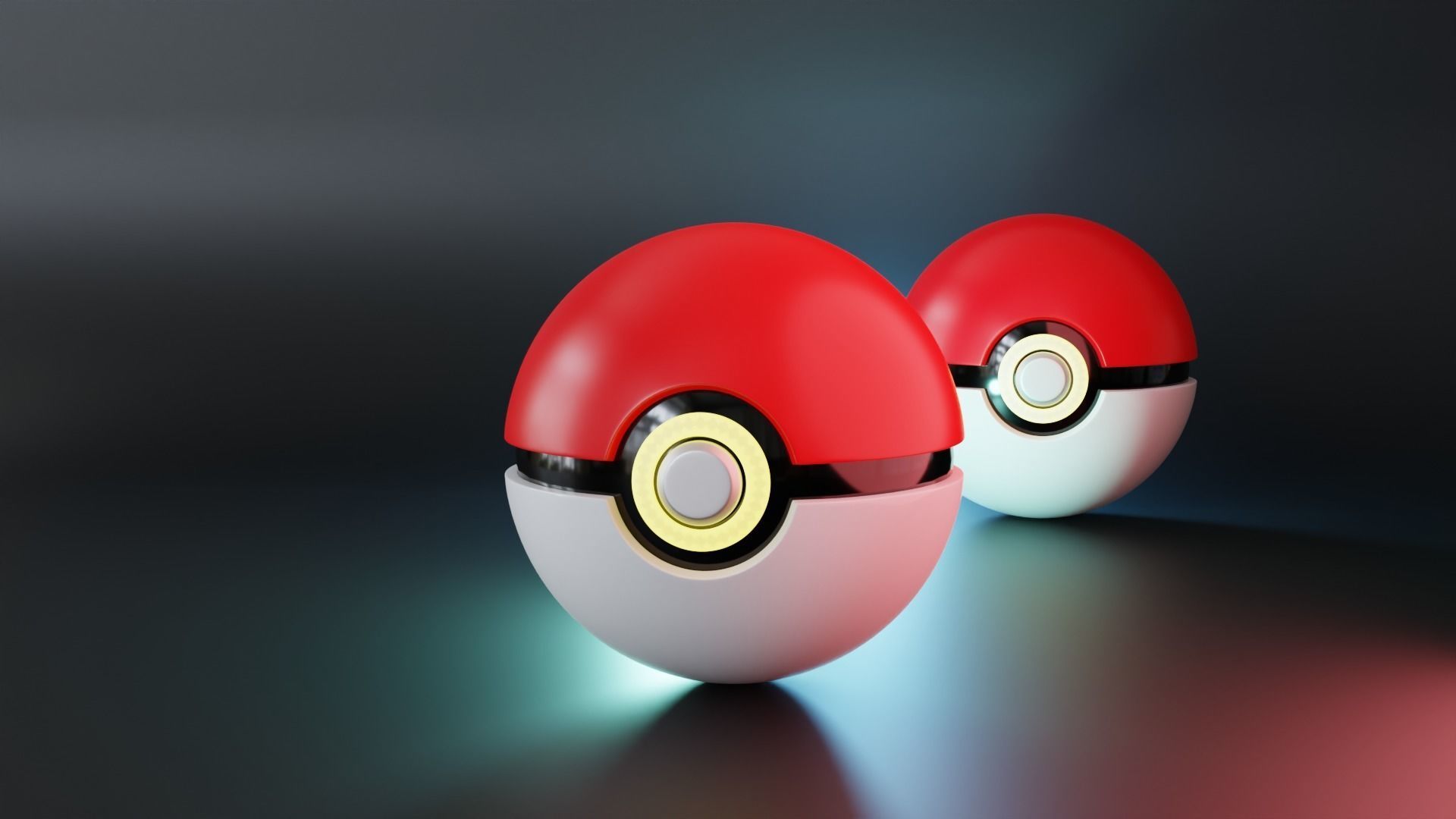Pokemon Ball Low-poly 3D model_1