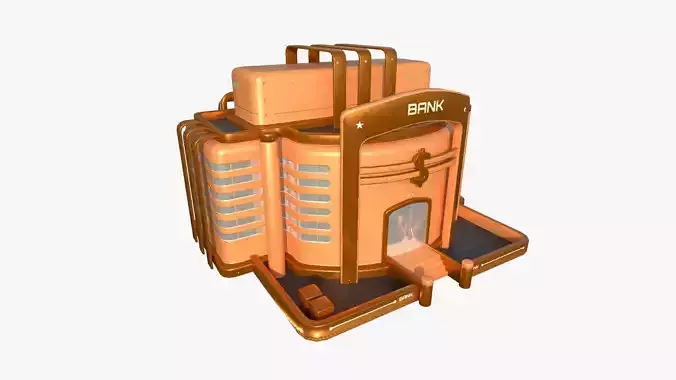 SciFi Bank A04 Orange - Sci Fi Exterior Design Low-poly 3D model