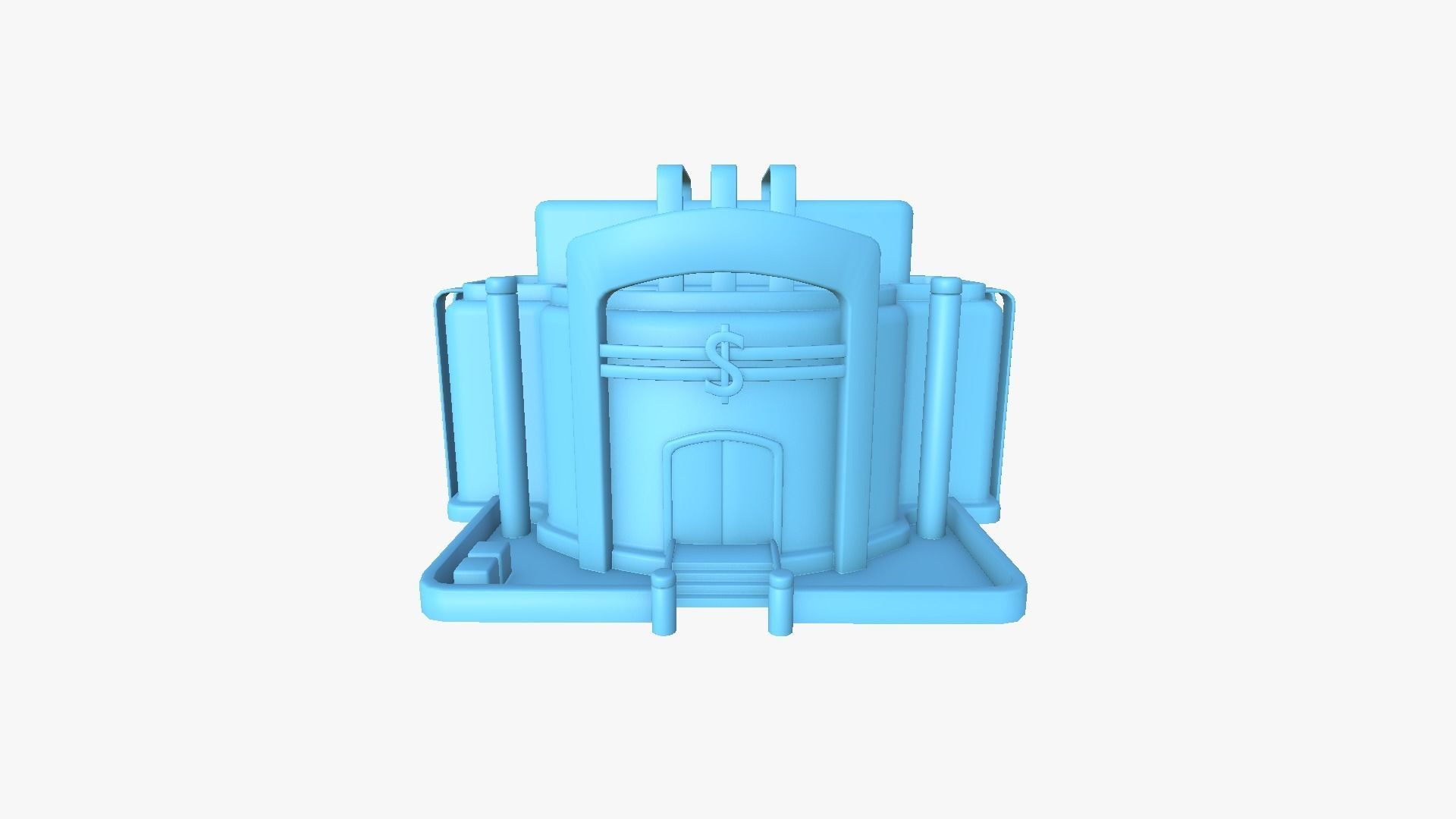 SciFi Bank A04 Orange - Sci Fi Exterior Design Low-poly 3D model_8