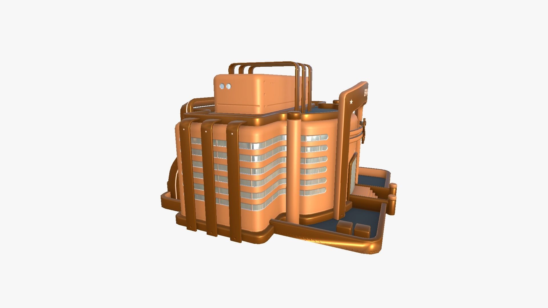 SciFi Bank A04 Orange - Sci Fi Exterior Design Low-poly 3D model_3