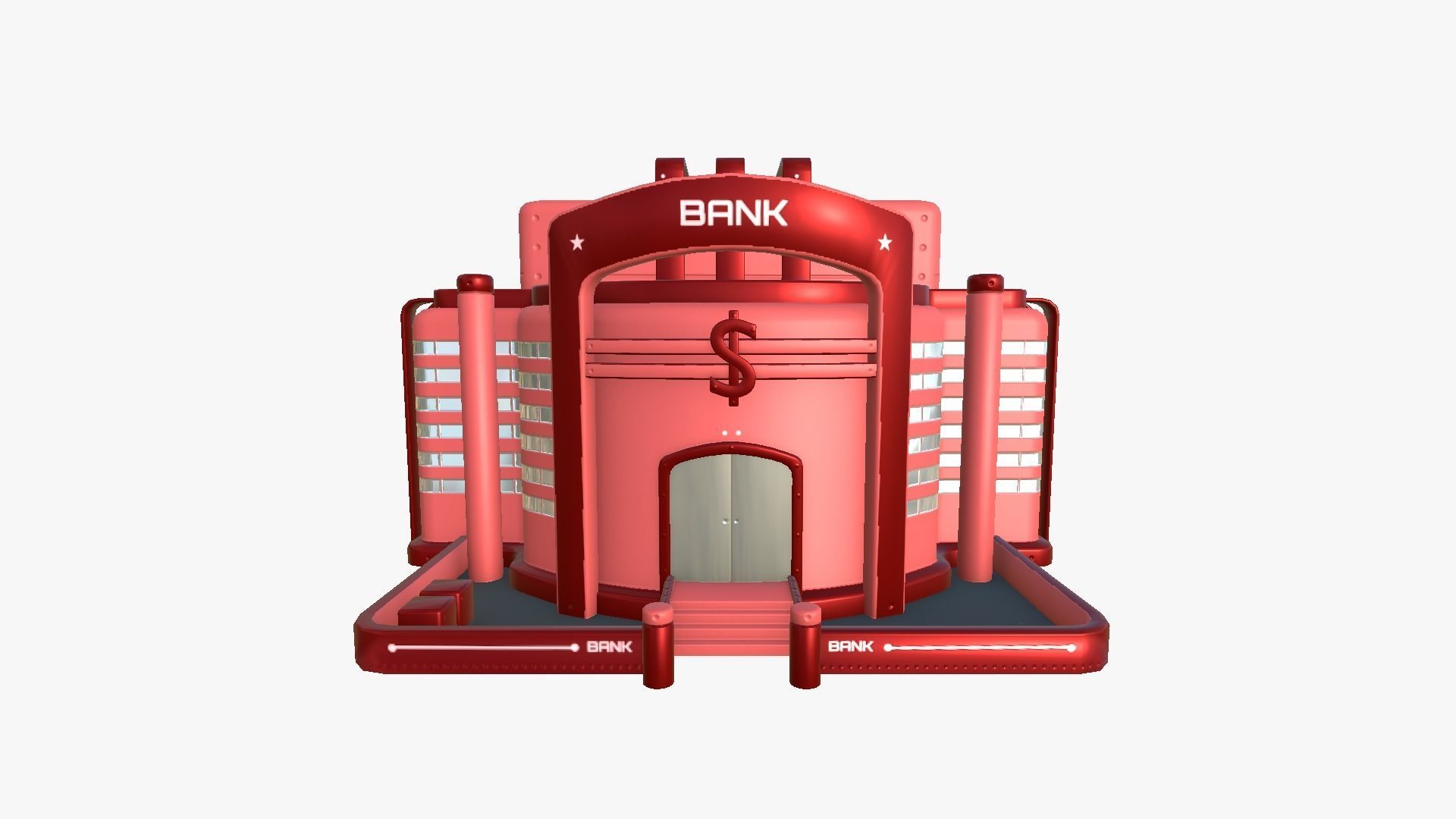 SciFi Bank A05 Red - Sci Fi Exterior Design Low-poly 3D model_1