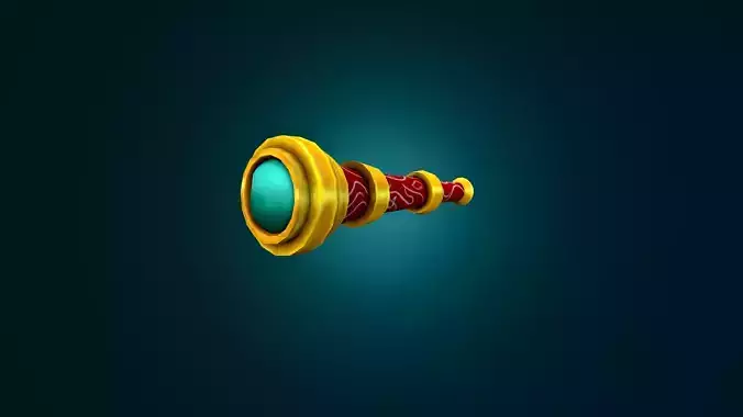 Stylized Golden Spyglass Handpainted - RPG Low-poly 3D model