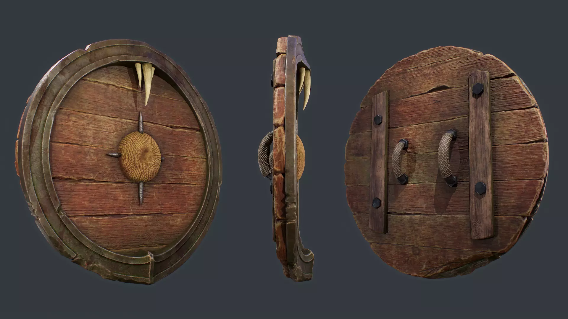 Game ready Viking Shield Low-poly 3D model_0
