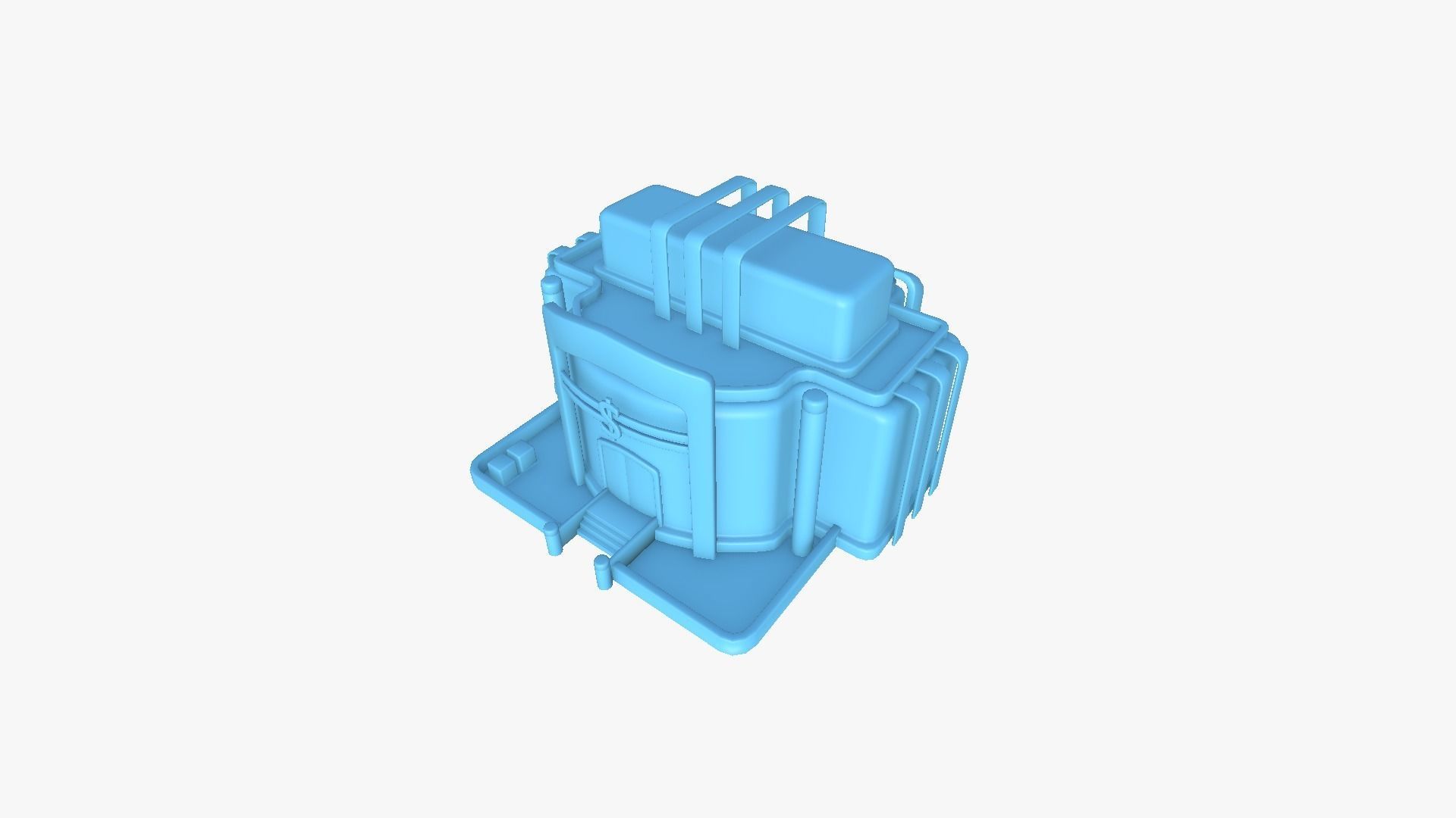 SciFi Bank A08 Metallic - Sci Fi Exterior Design Low-poly 3D model_9