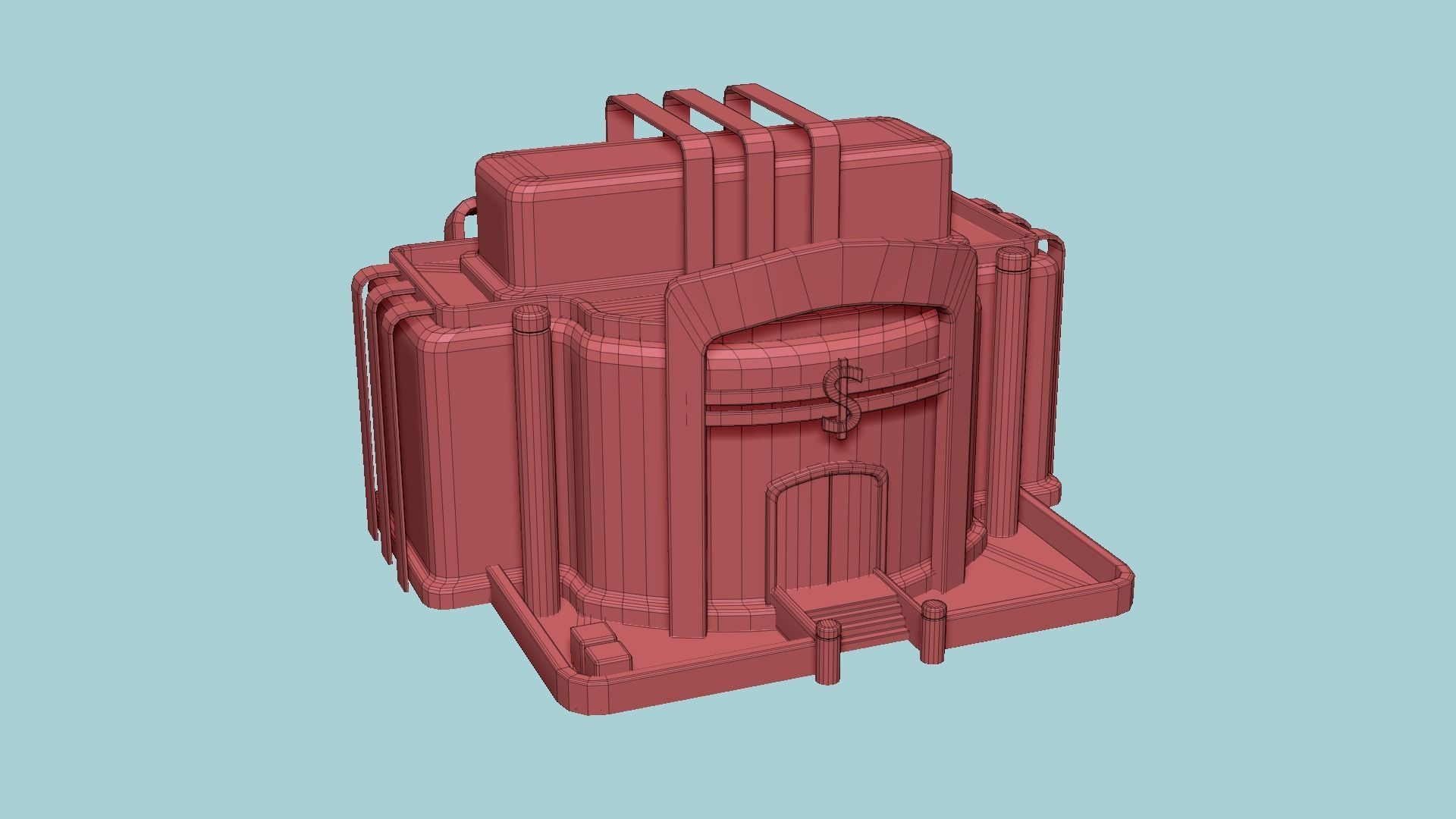 SciFi Bank A08 Metallic - Sci Fi Exterior Design Low-poly 3D model_14