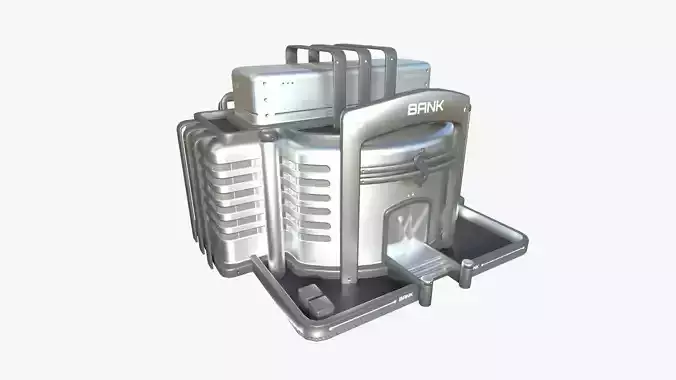 SciFi Bank A08 Metallic - Sci Fi Exterior Design Low-poly 3D model