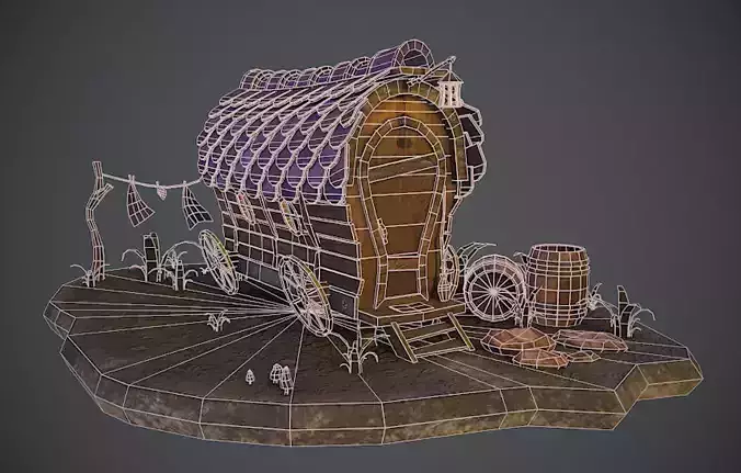 Fairy Cart Low-poly 3D model