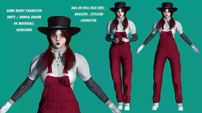 AAA 3D Doll Face Girl - Realistic mixed Stylized Character