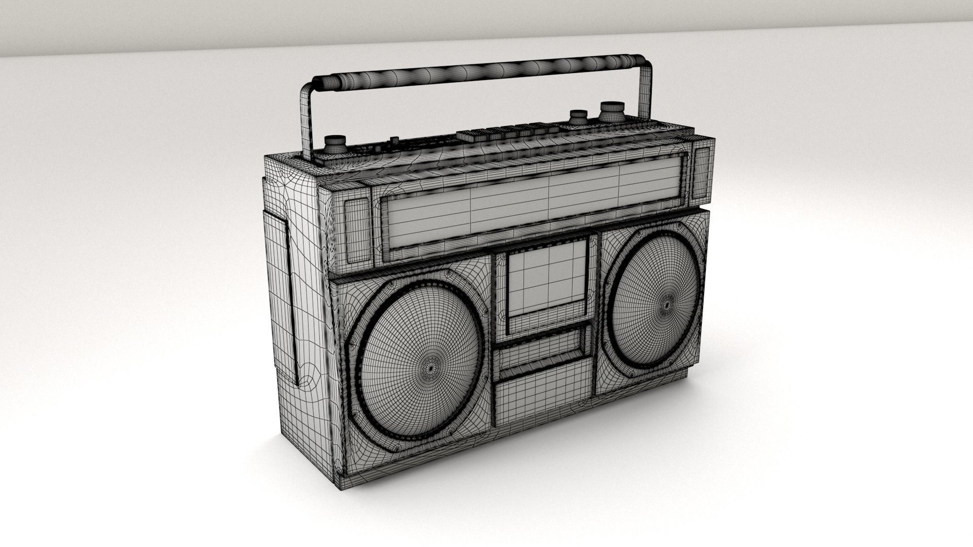 Radio portable cassette player 3D model_5
