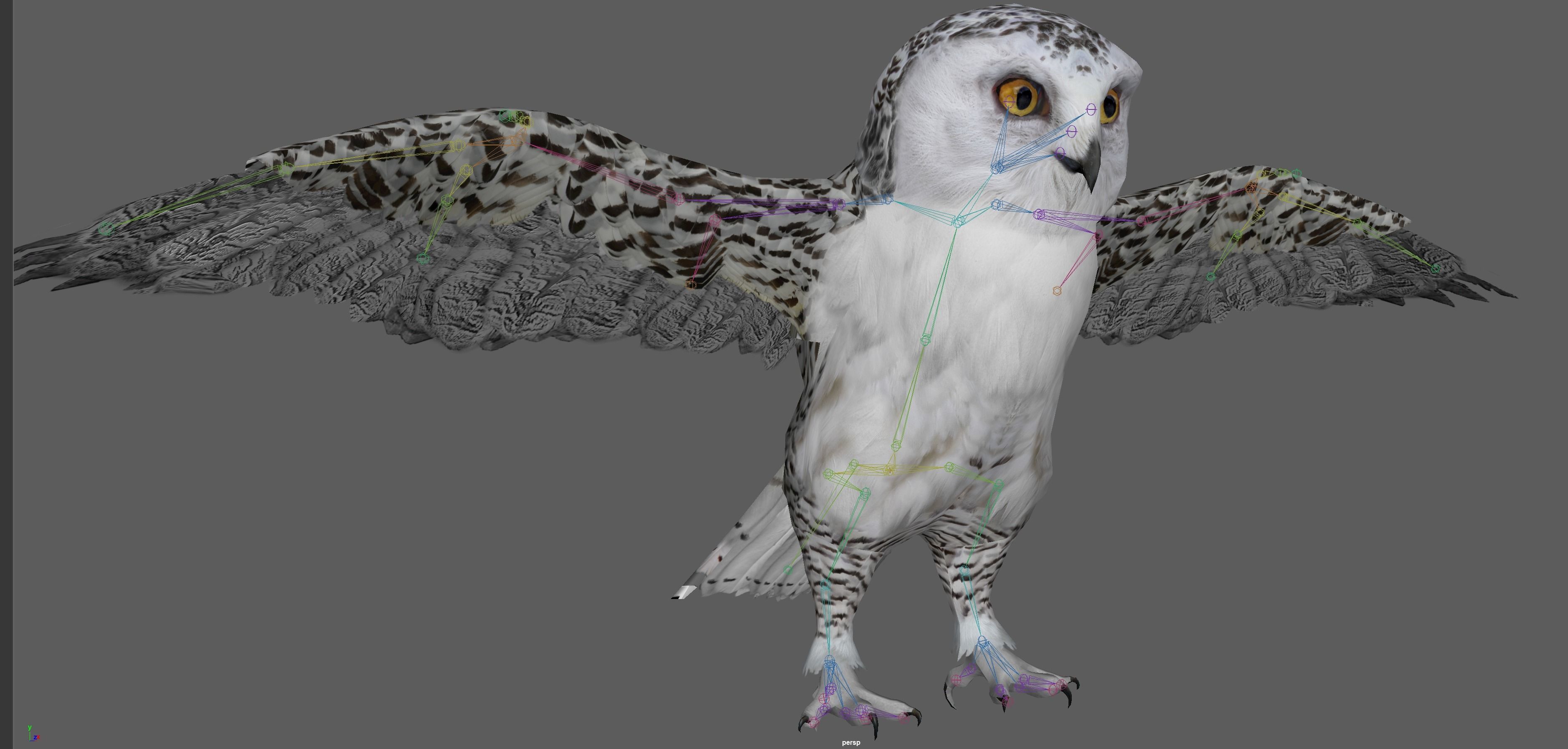 Snowy White Owl Low-poly 3D model_18