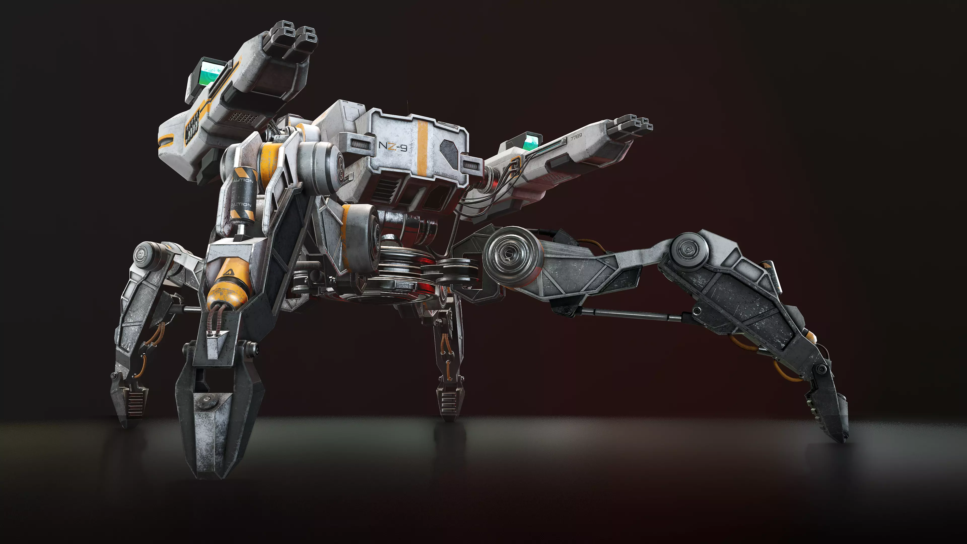 Sci-Fi Turret Low-poly 3D model_0