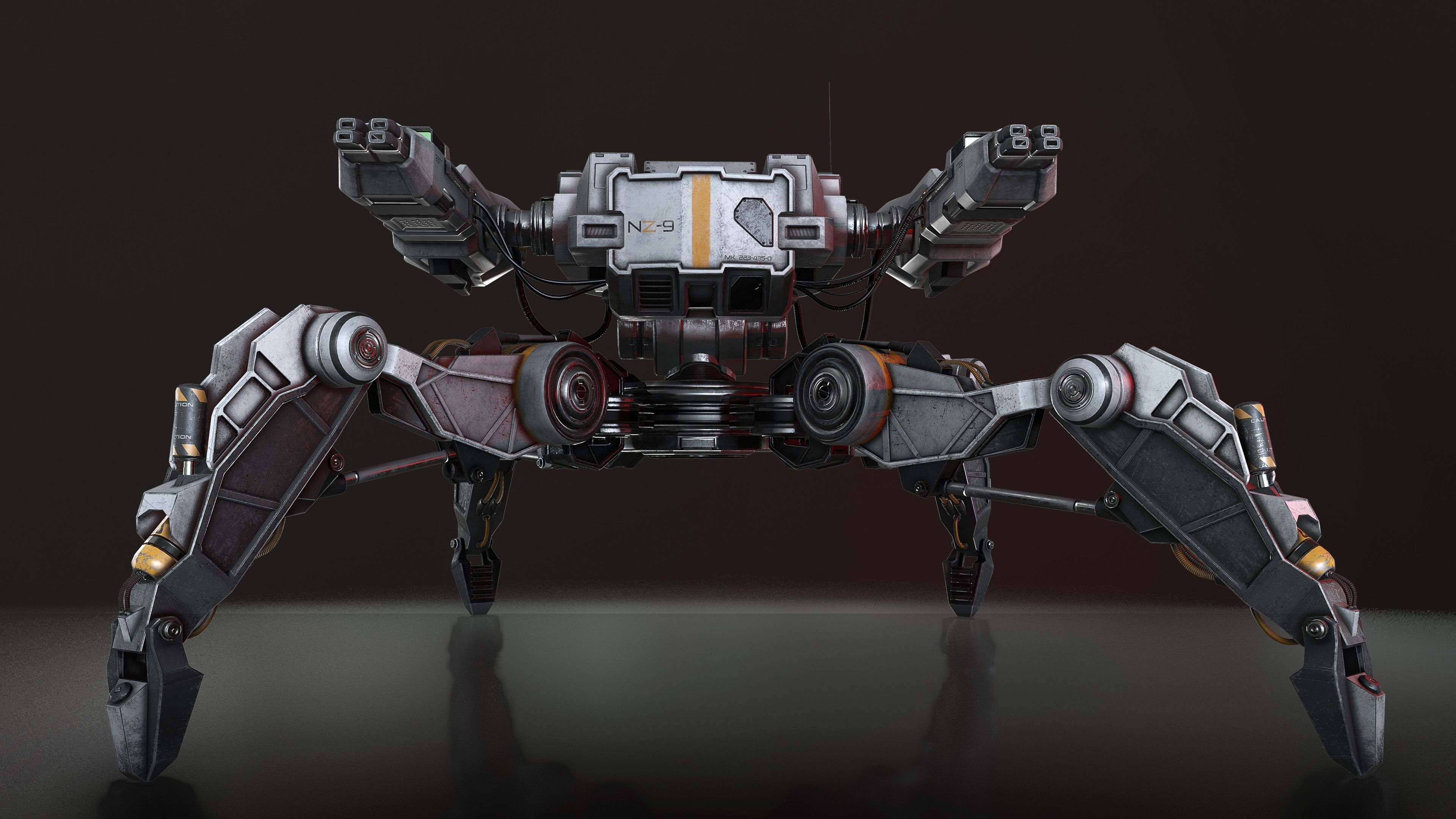 Sci-Fi Turret Low-poly 3D model_5