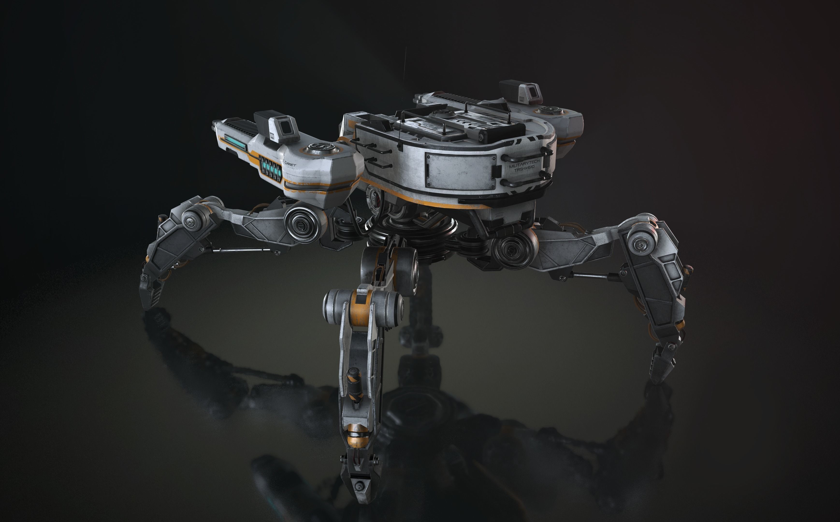 Sci-Fi Turret Low-poly 3D model_3