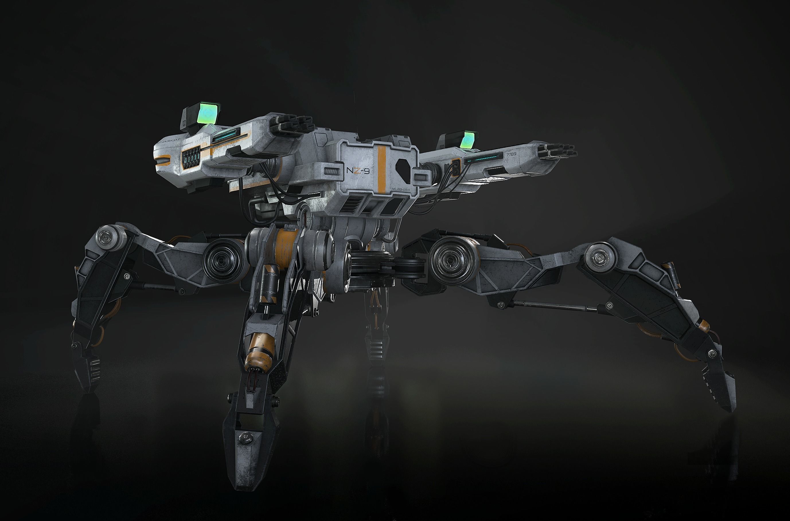 Sci-Fi Turret Low-poly 3D model_1