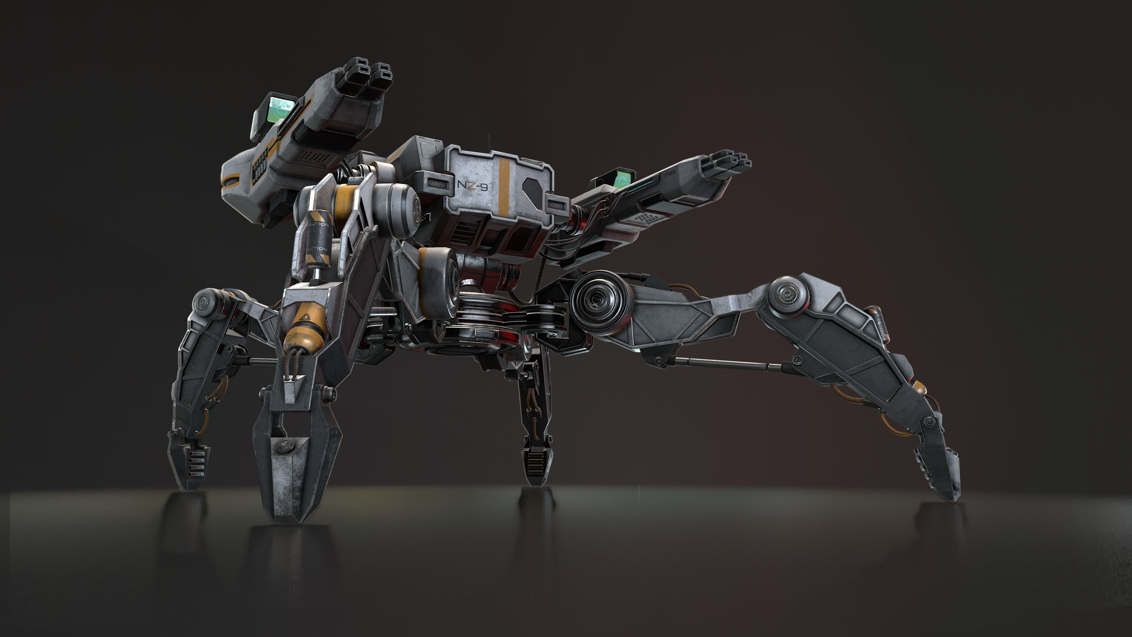 Sci-Fi Turret Low-poly 3D model_4