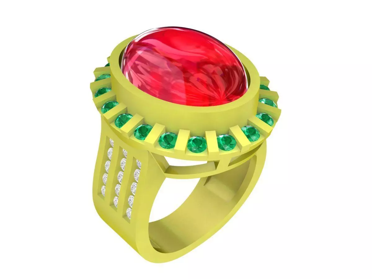 Luxury Oval Halo Gemstone Ring 3D Model 4170 3D print model