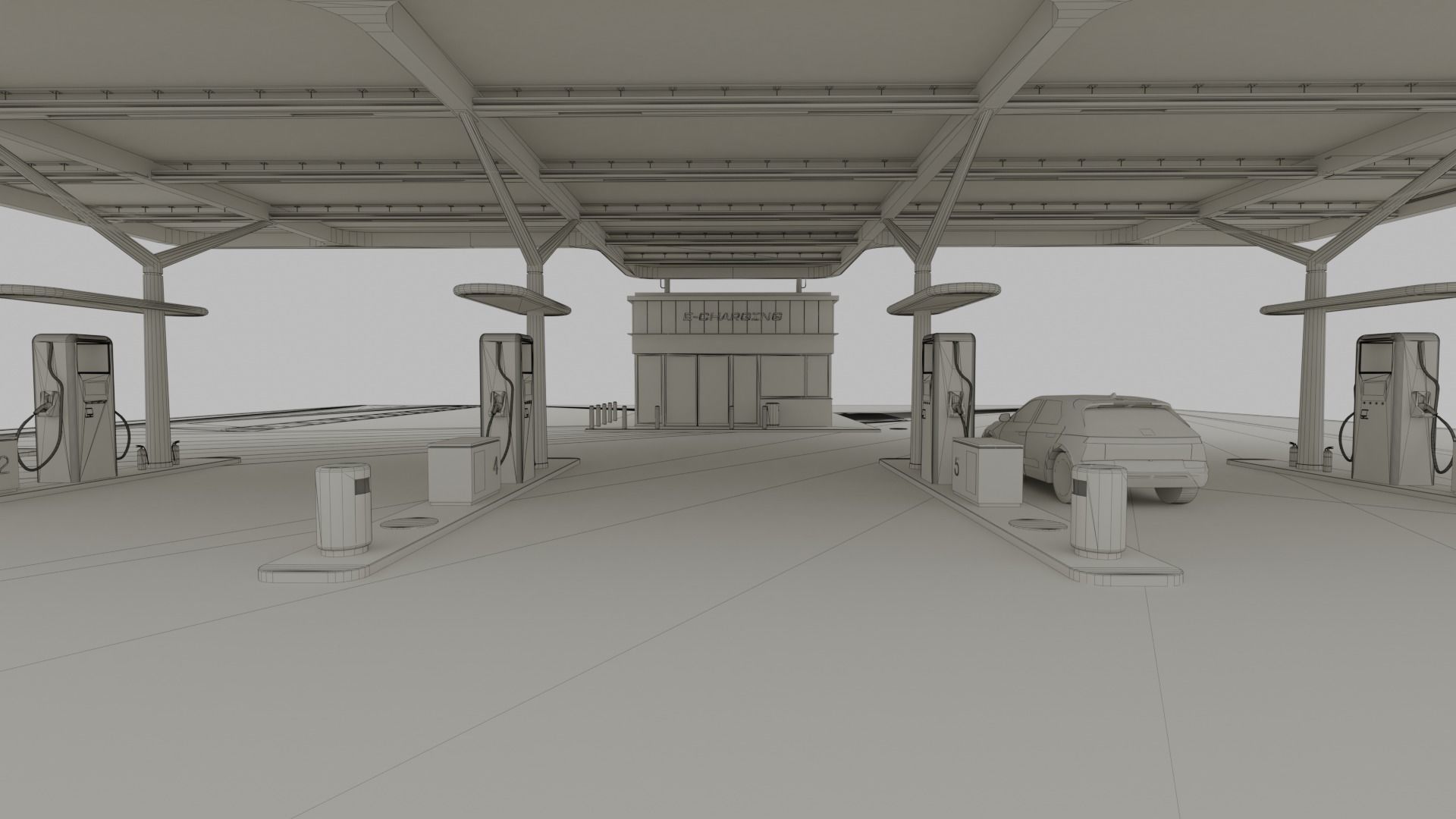 Electric Vehicle Charging Station 2  3D model_14