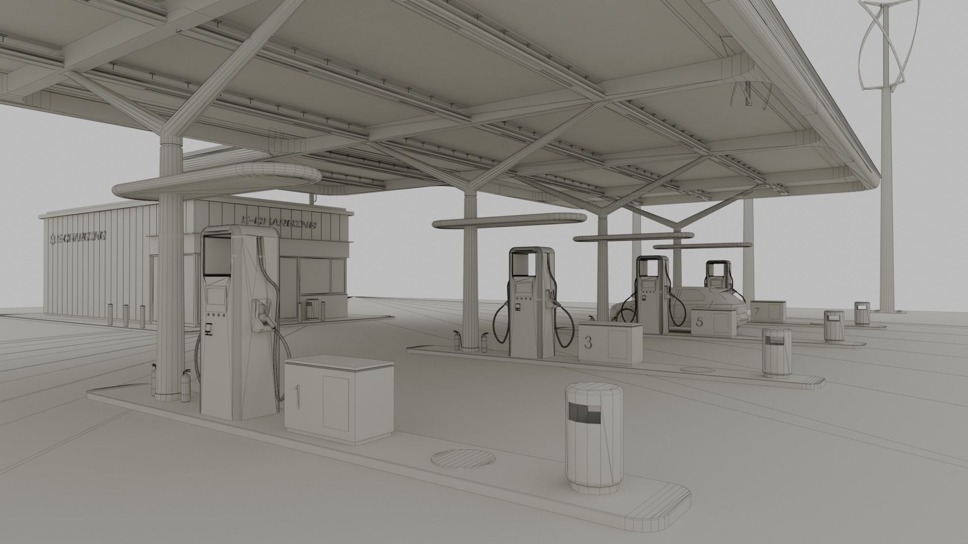 Electric Vehicle Charging Station 2  3D model_12