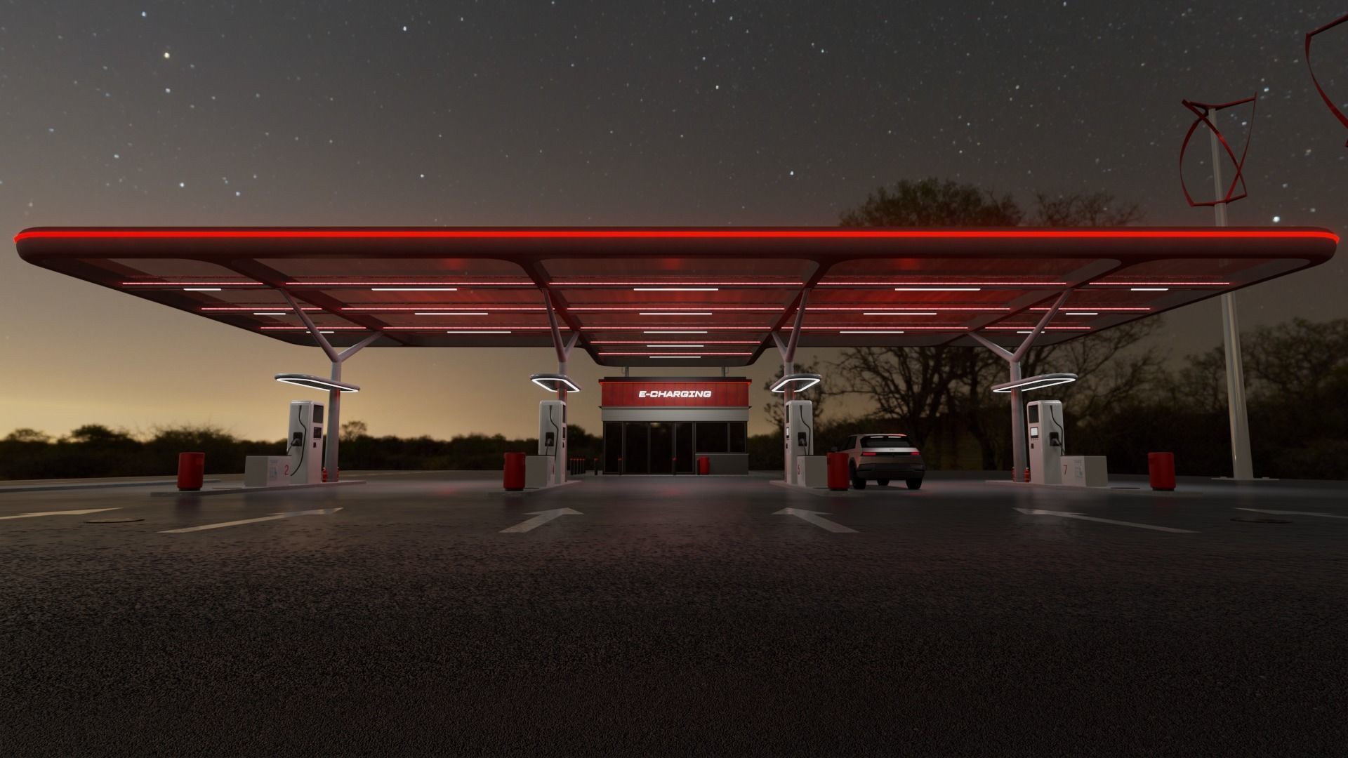 Electric Vehicle Charging Station 2  3D model_7