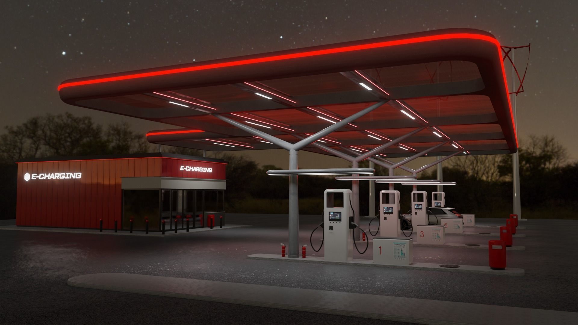 Electric Vehicle Charging Station 2  3D model_3