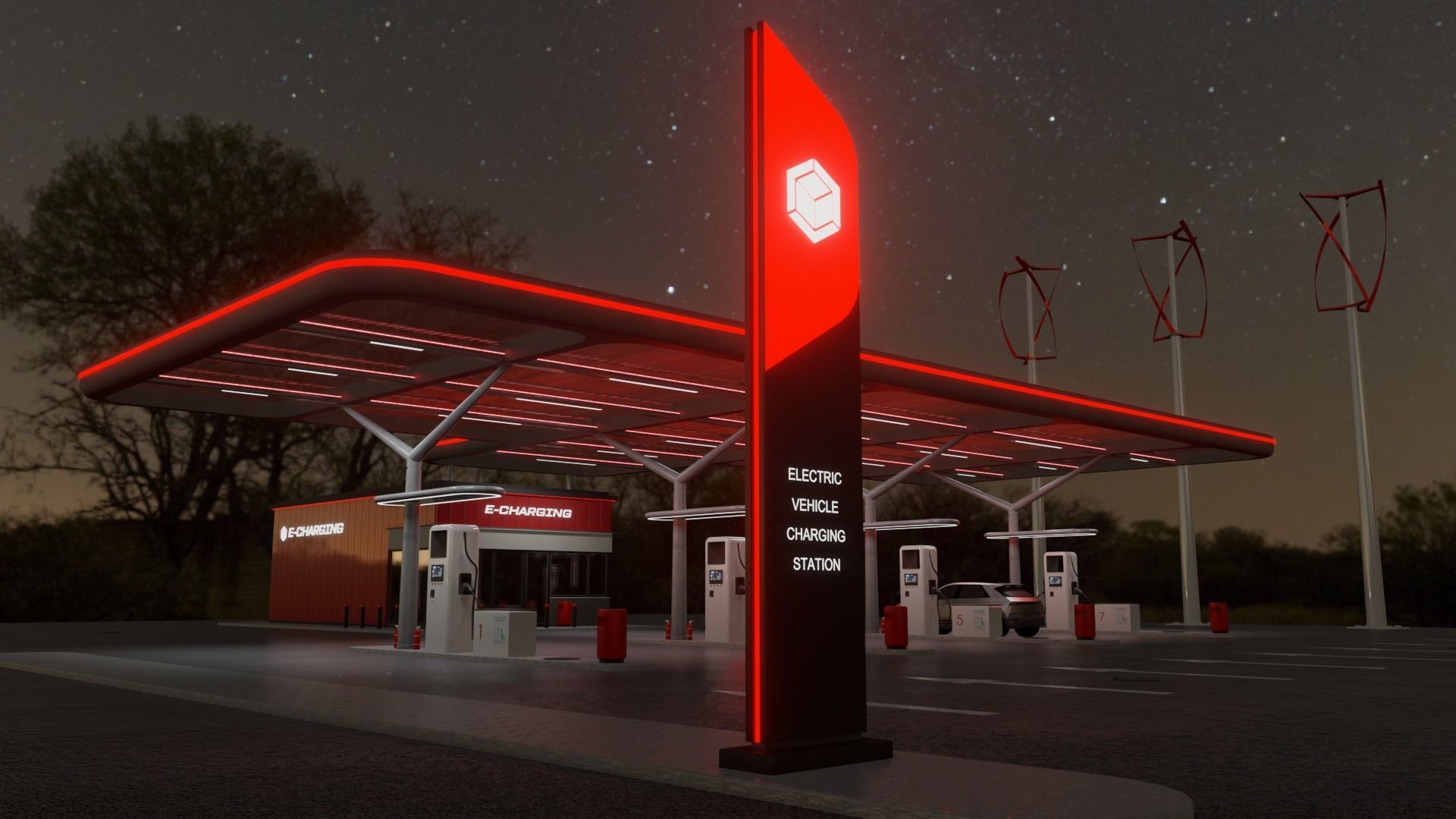 Electric Vehicle Charging Station 2  3D model_10