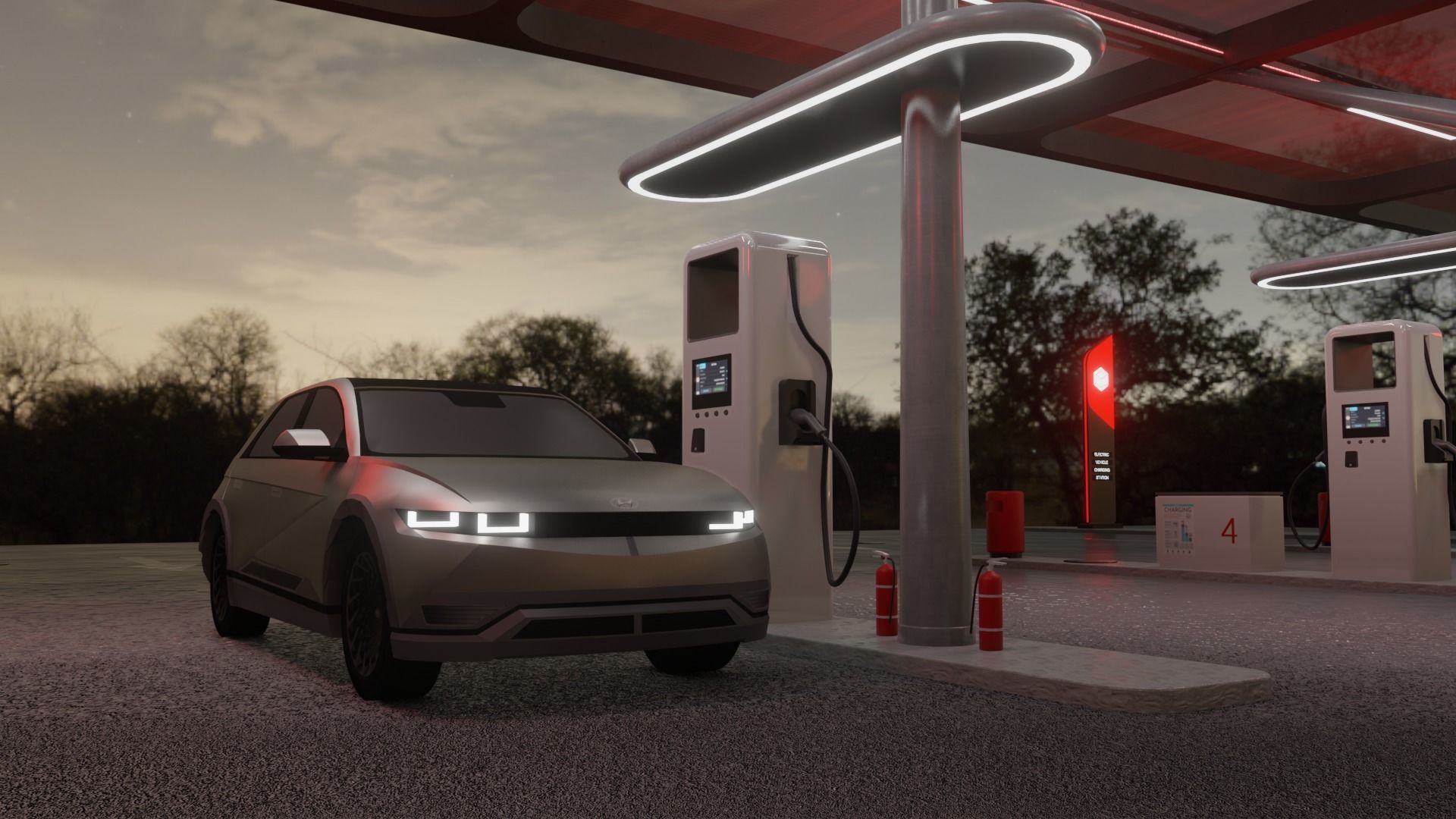 Electric Vehicle Charging Station 2  3D model_5