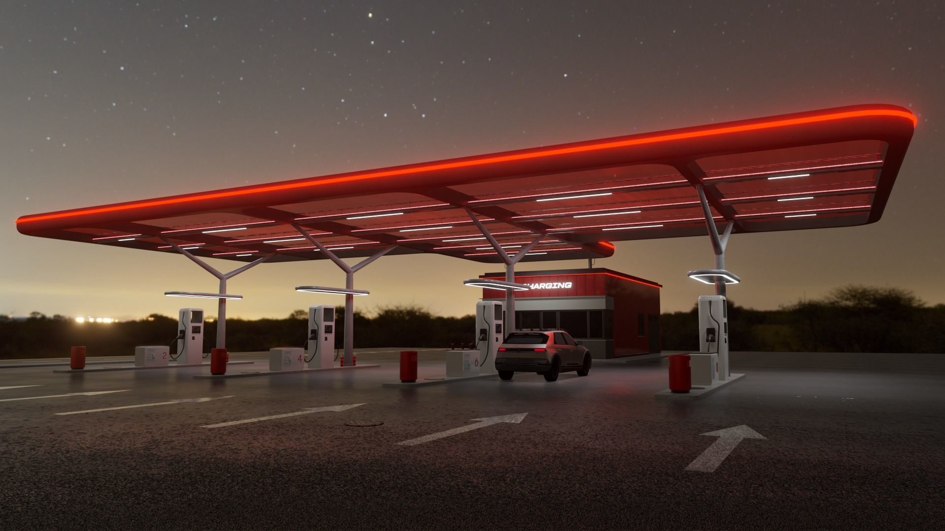 Electric Vehicle Charging Station 2  3D model_1