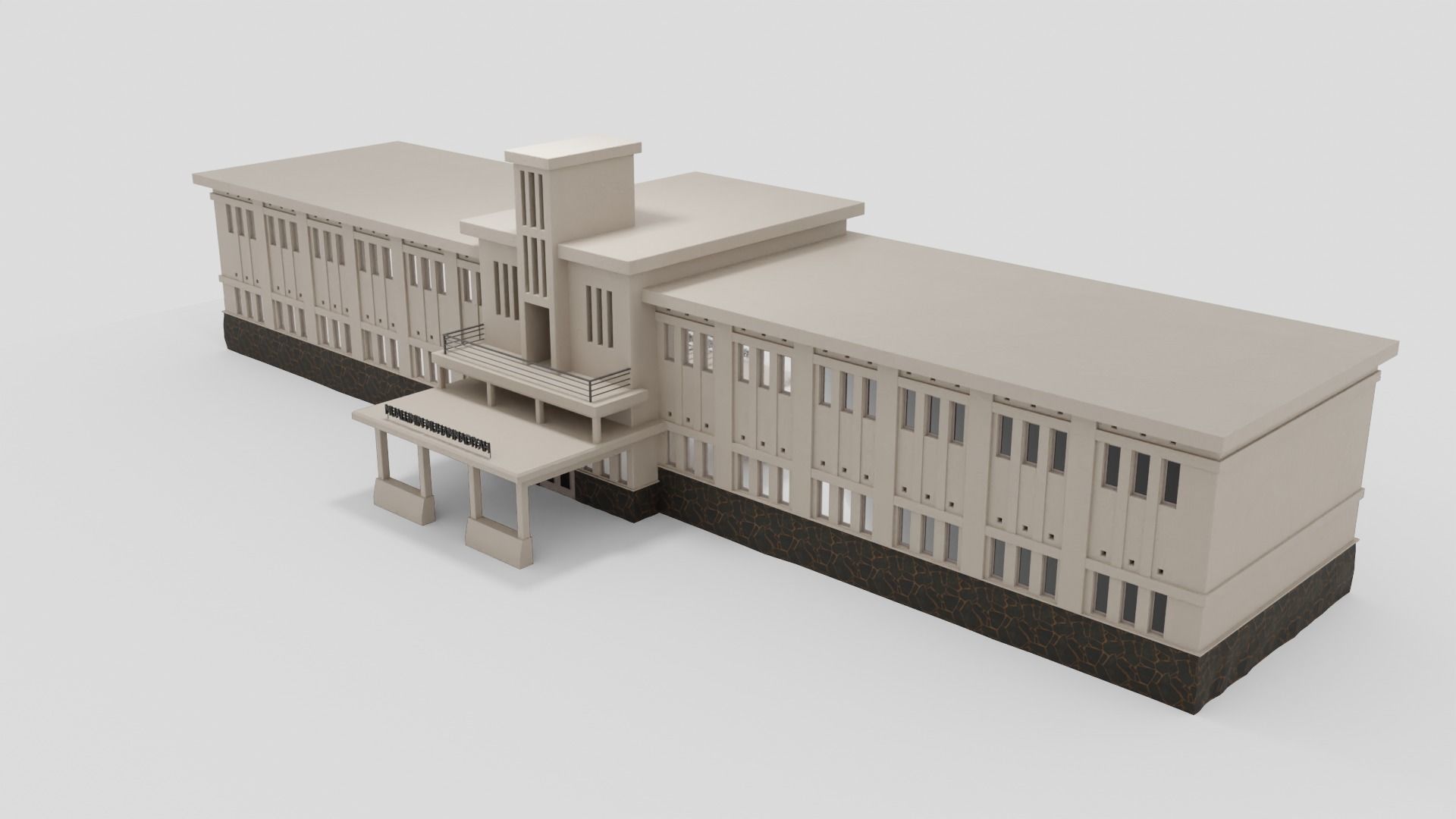 Old Vintage School 3D model_2