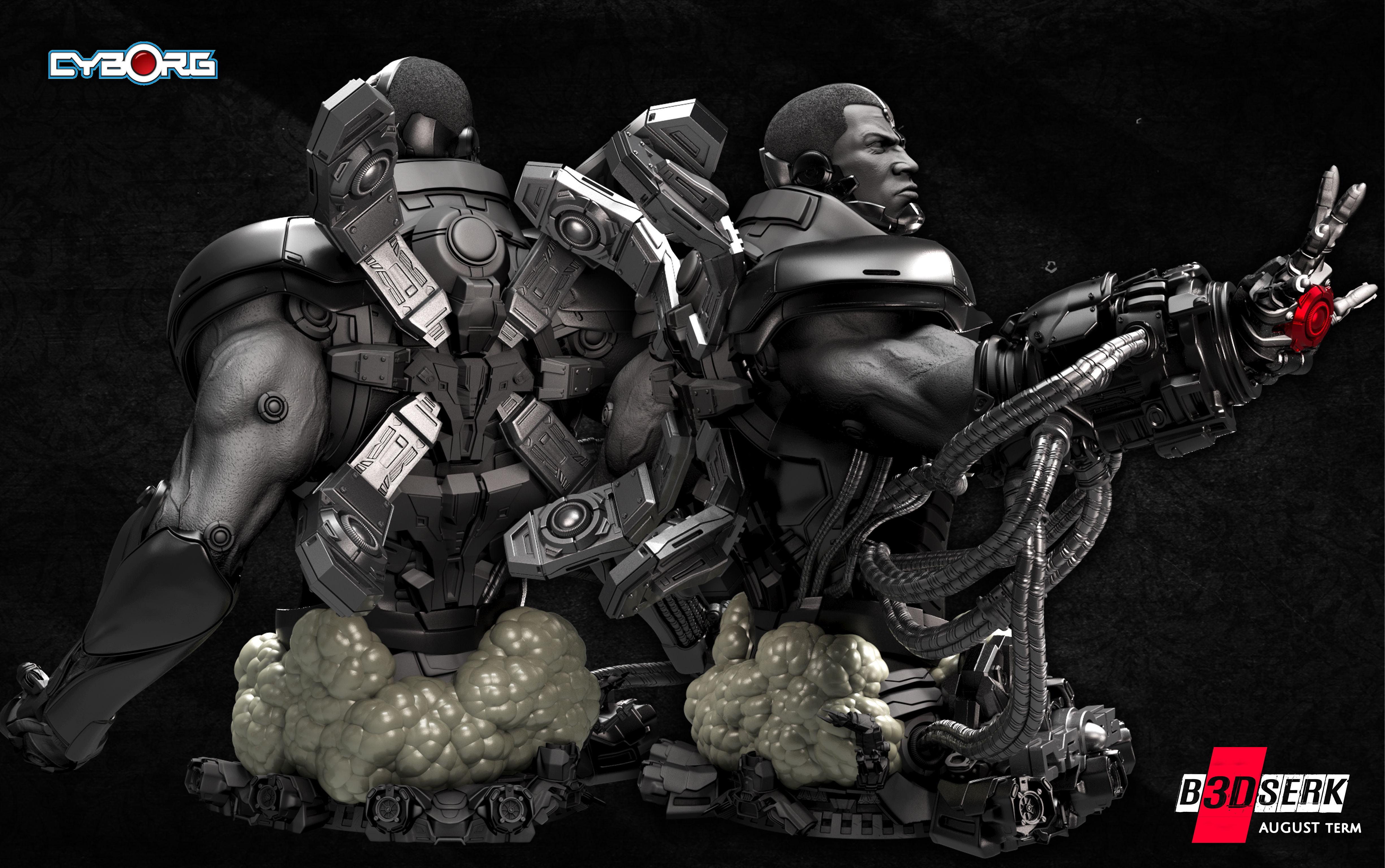 B3DSERK August term 2022 Cyborg Bust ready for printing 3D print model_2