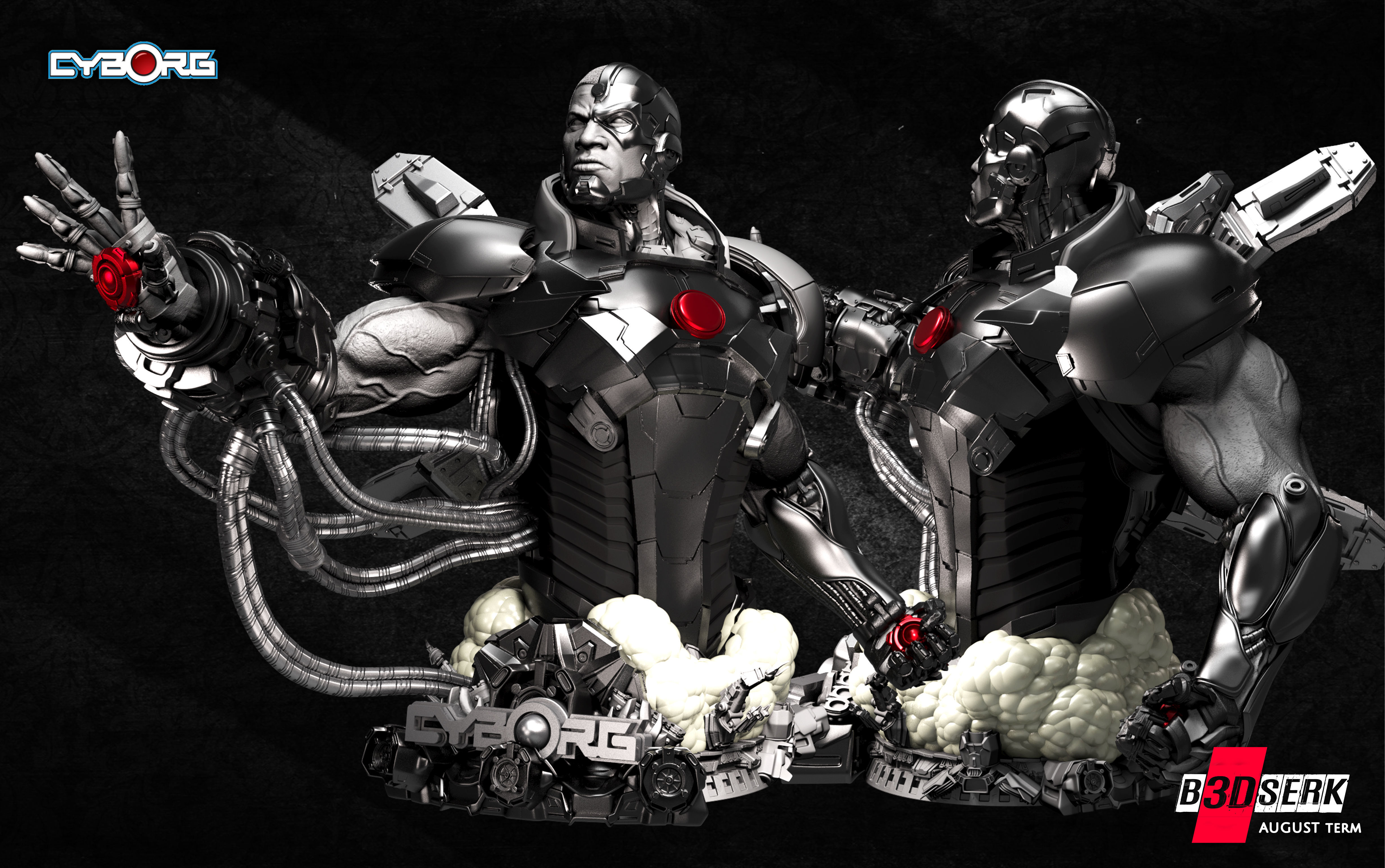 B3DSERK August term 2022 Cyborg Bust ready for printing 3D print model_3