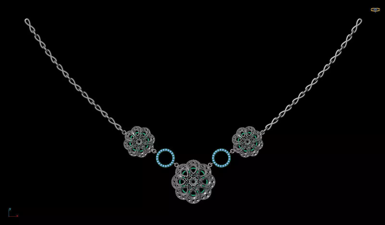 Damla kolye 3D model_0