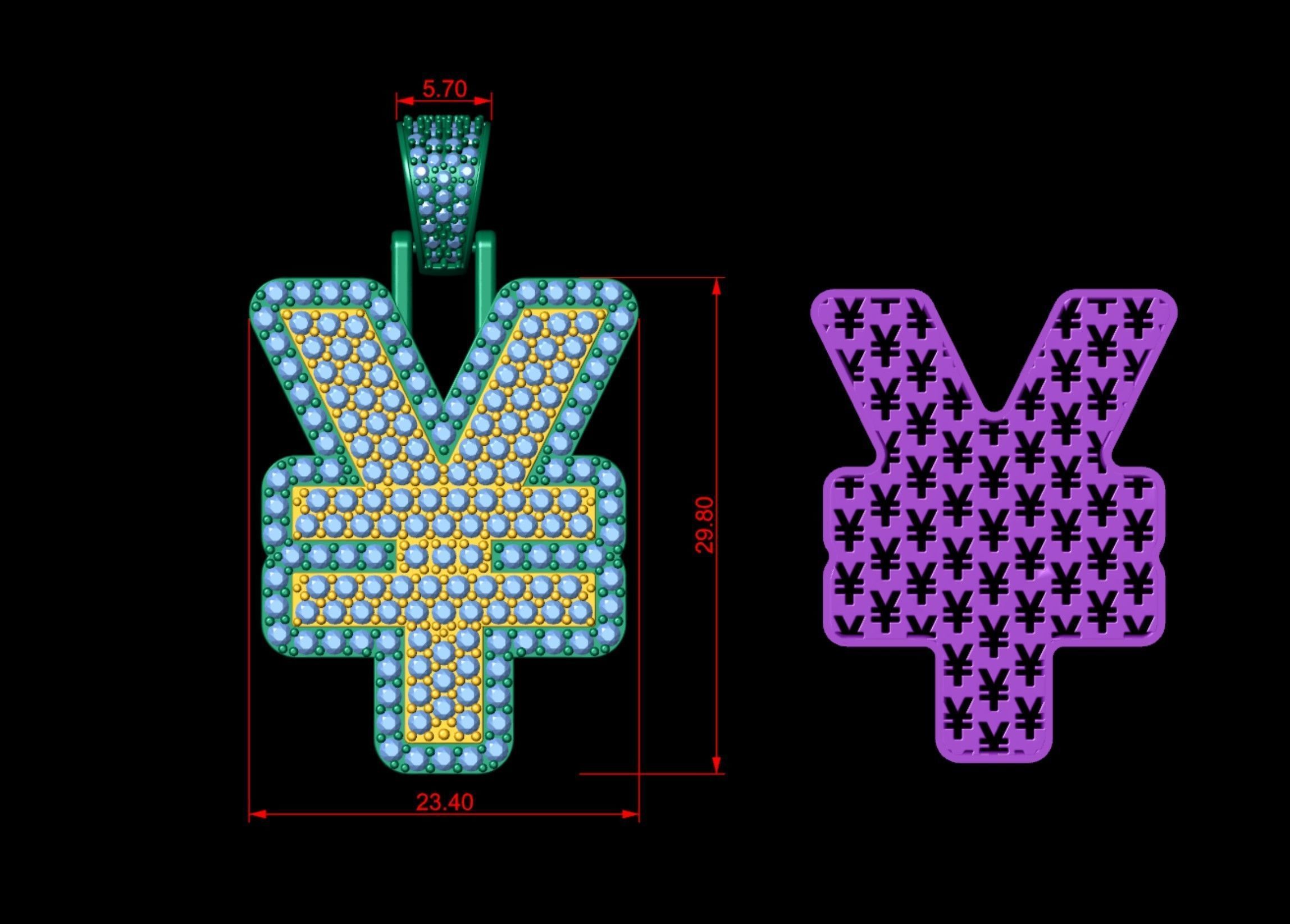 YEN Double Layered Diamond Pendant 3D print model_8