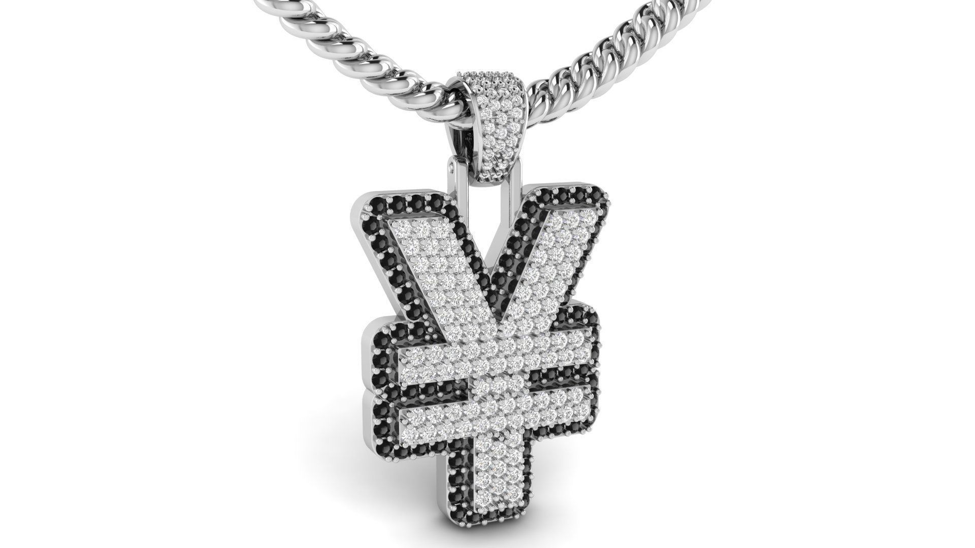 YEN Double Layered Diamond Pendant 3D print model_4