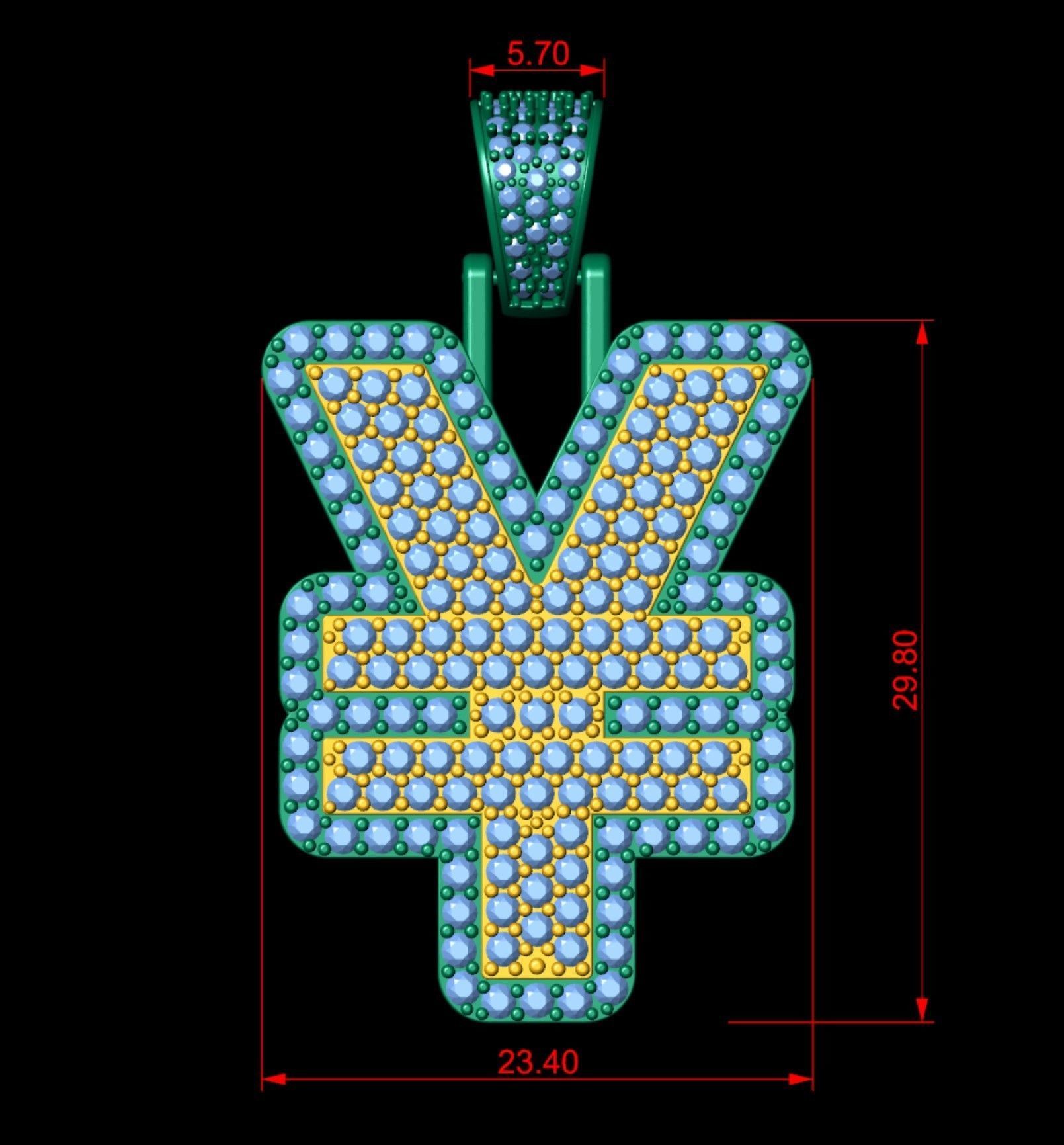 YEN Double Layered Diamond Pendant 3D print model_10