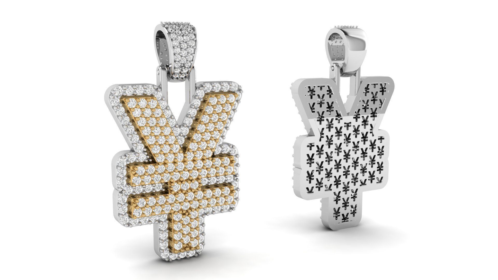 YEN Double Layered Diamond Pendant 3D print model_2