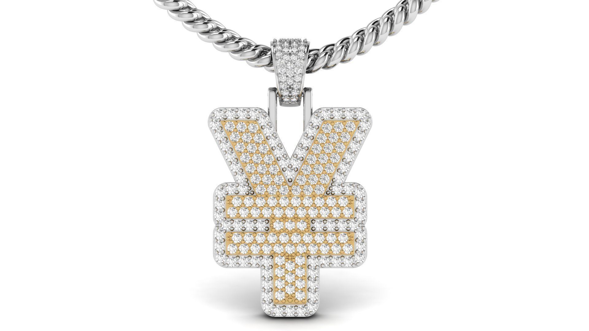 YEN Double Layered Diamond Pendant 3D print model_7