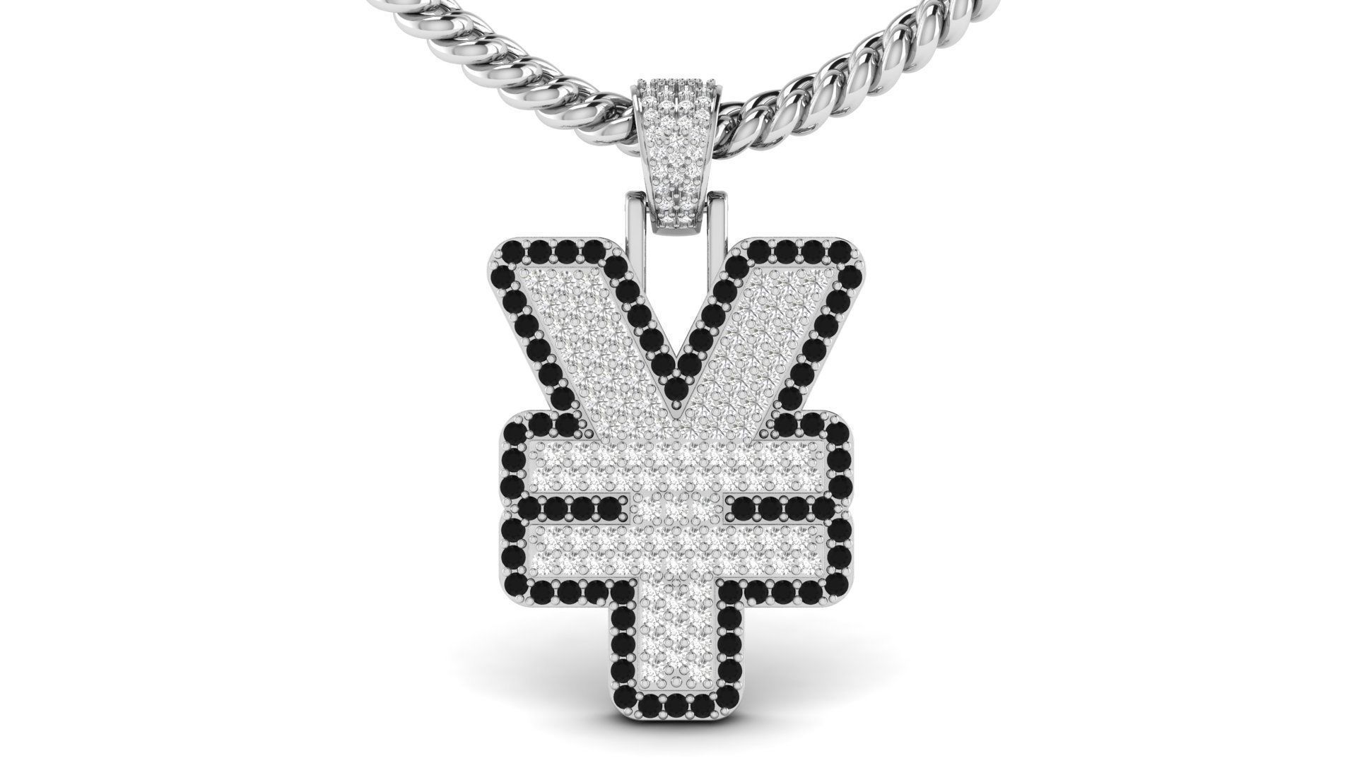 YEN Double Layered Diamond Pendant 3D print model_1