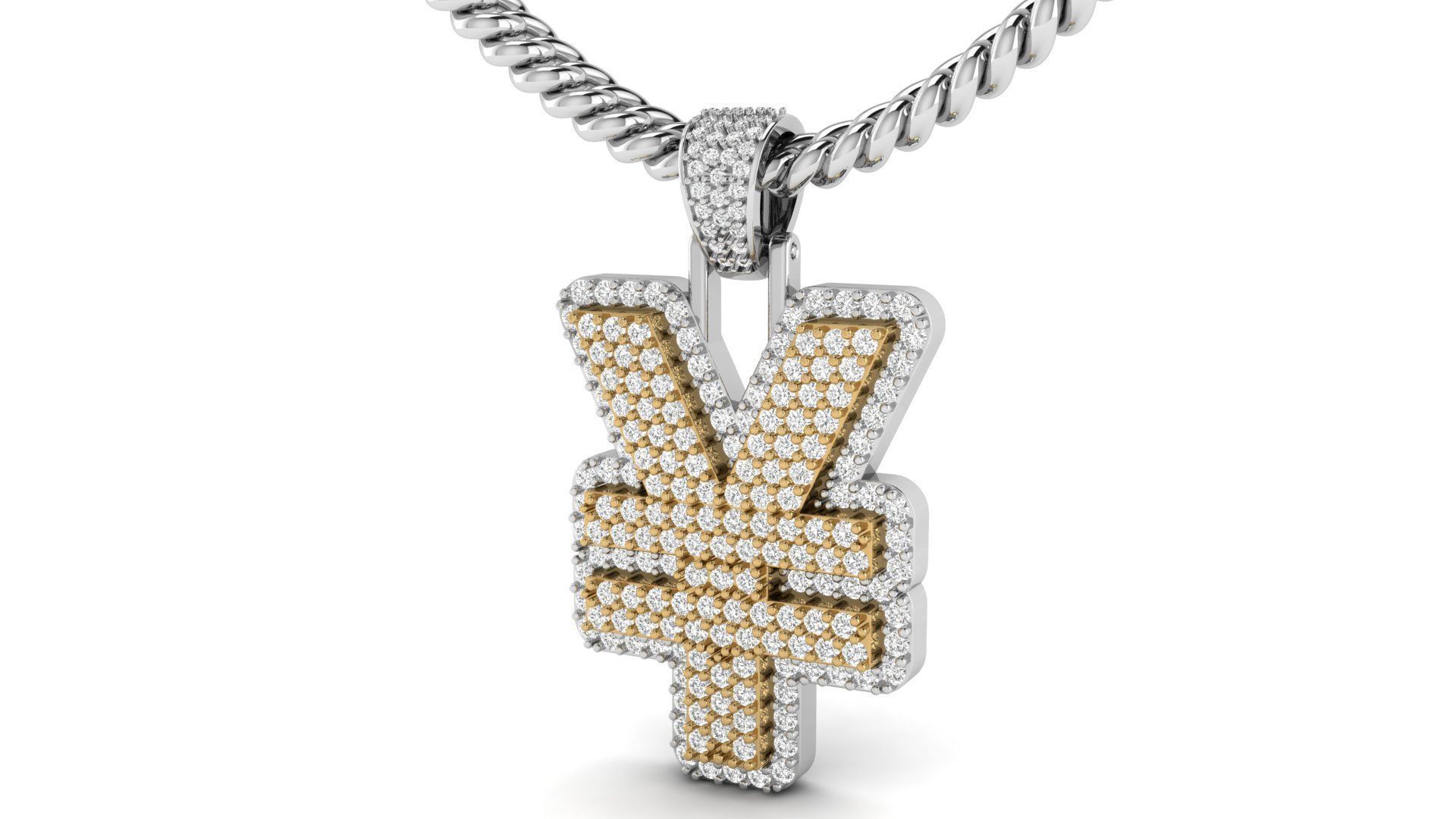 YEN Double Layered Diamond Pendant 3D print model_6