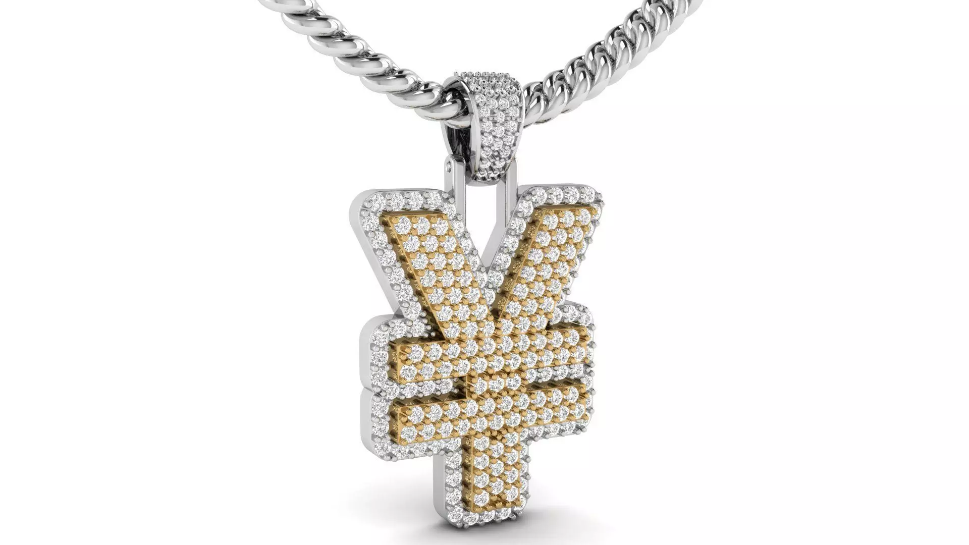 YEN Double Layered Diamond Pendant 3D print model_0