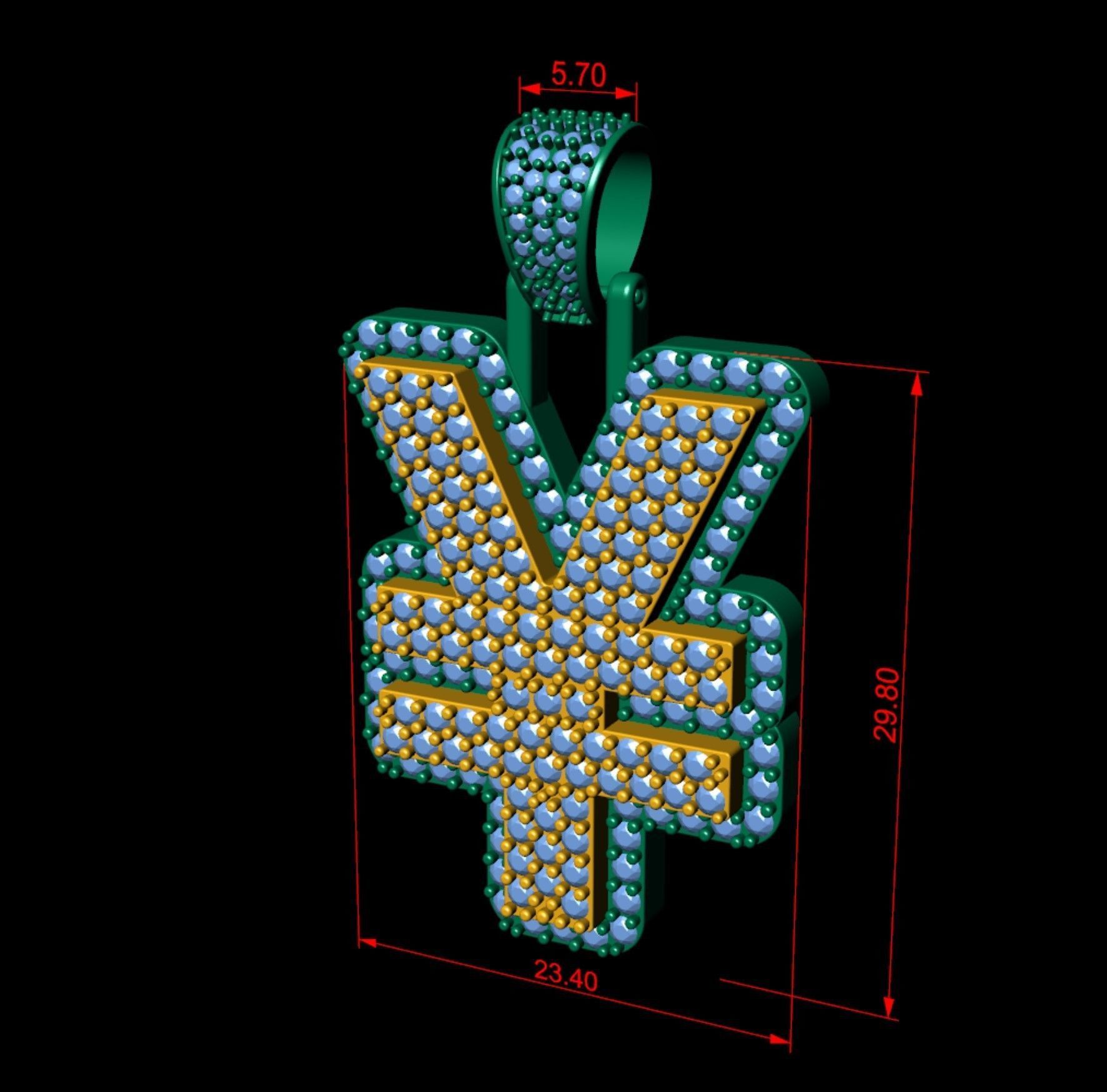 YEN Double Layered Diamond Pendant 3D print model_9