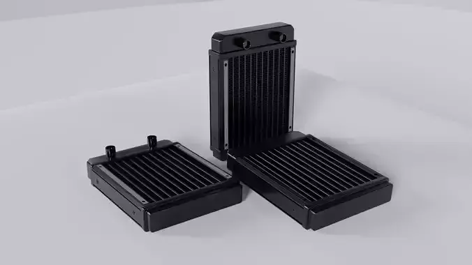Water cooling radiator - 120mm  Low-poly 3D model