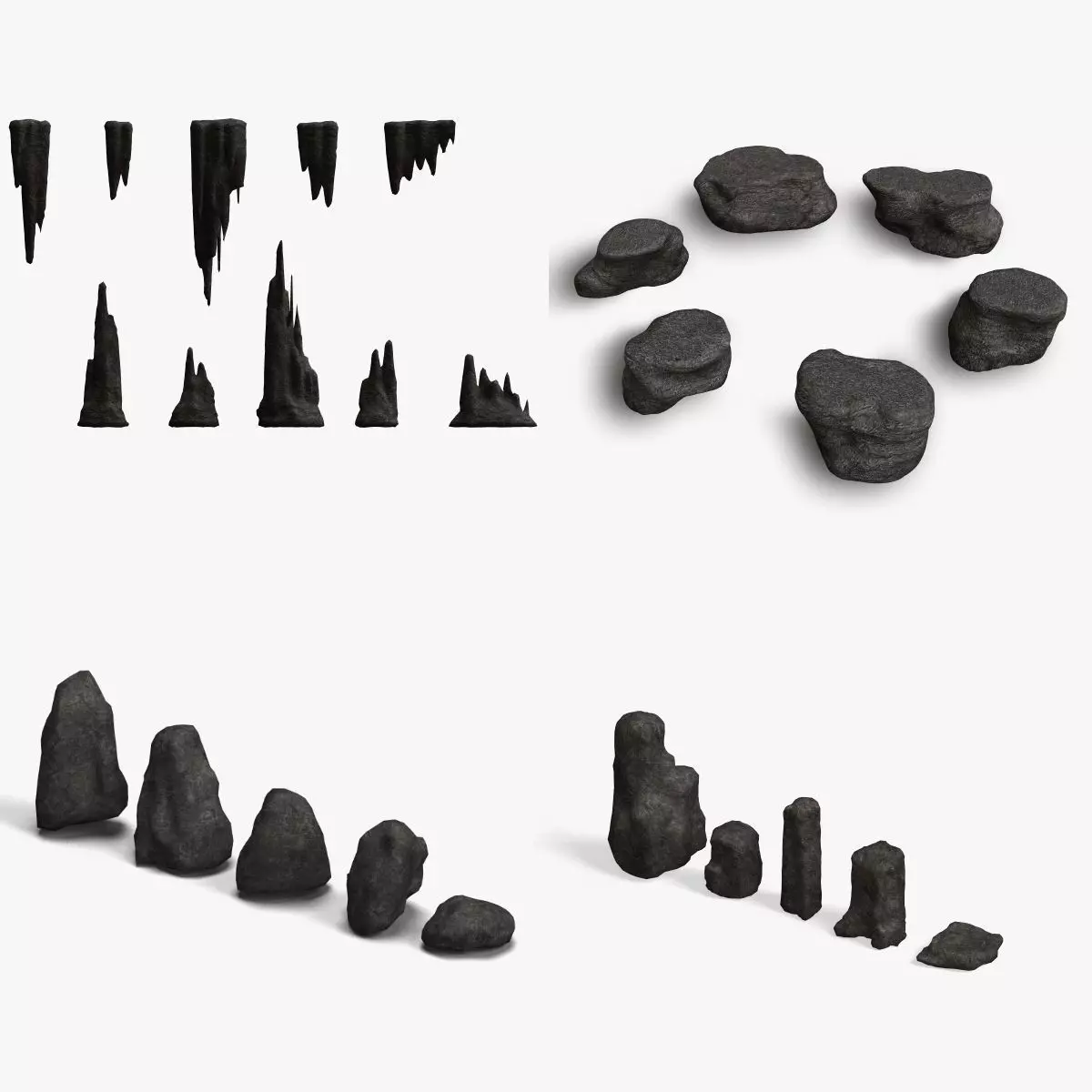 Base Rocks Combo Low-poly 3D model_0