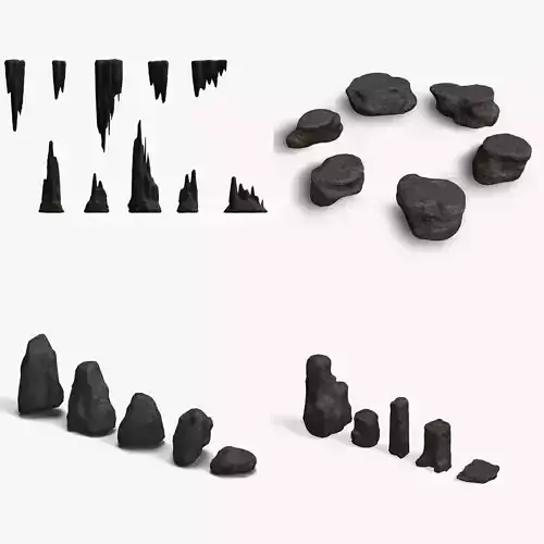Base Rocks Combo Low-poly 3D model