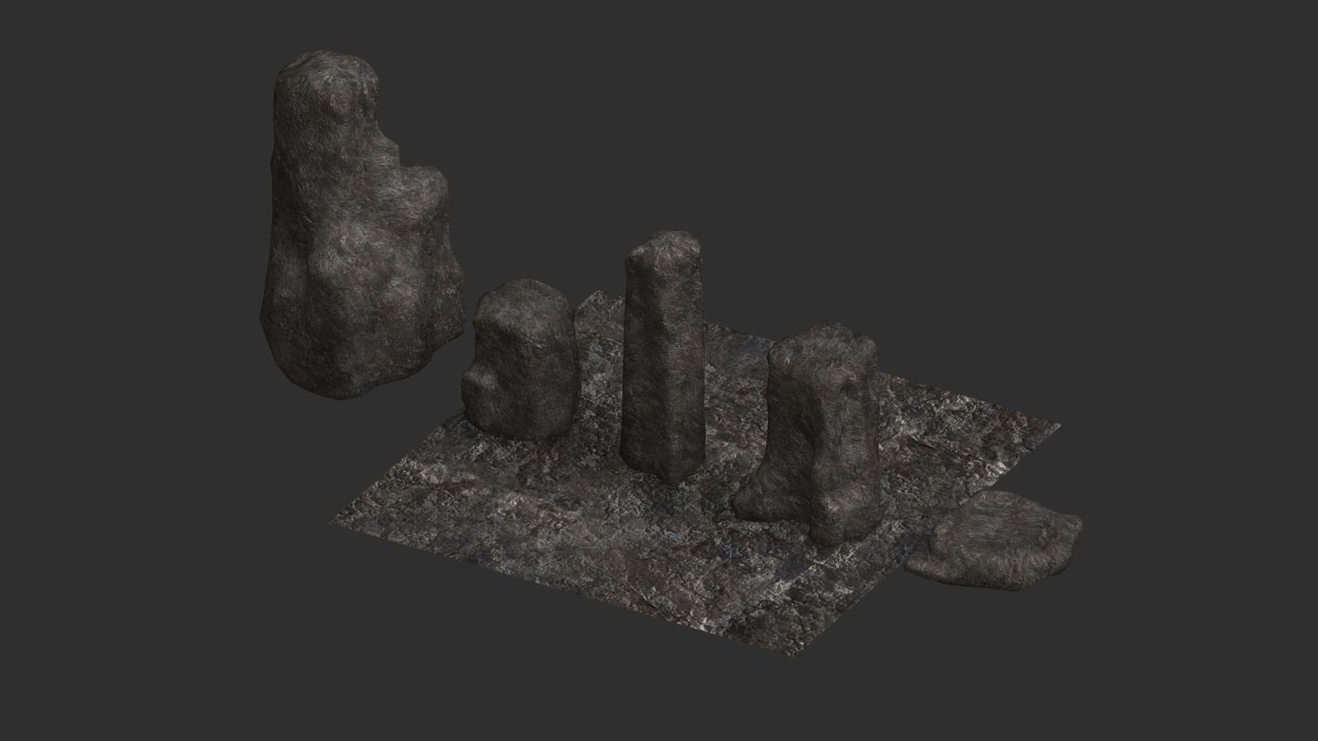 Base Rocks Combo Low-poly 3D model_5