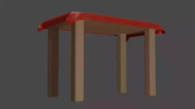 Low Poly Table with cloth 3D model