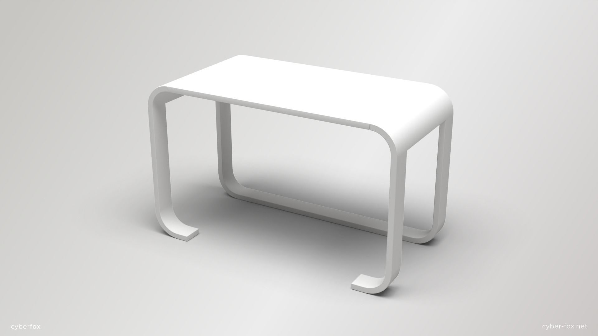 Futuristic White Work Desk  Low-poly 3D model_5