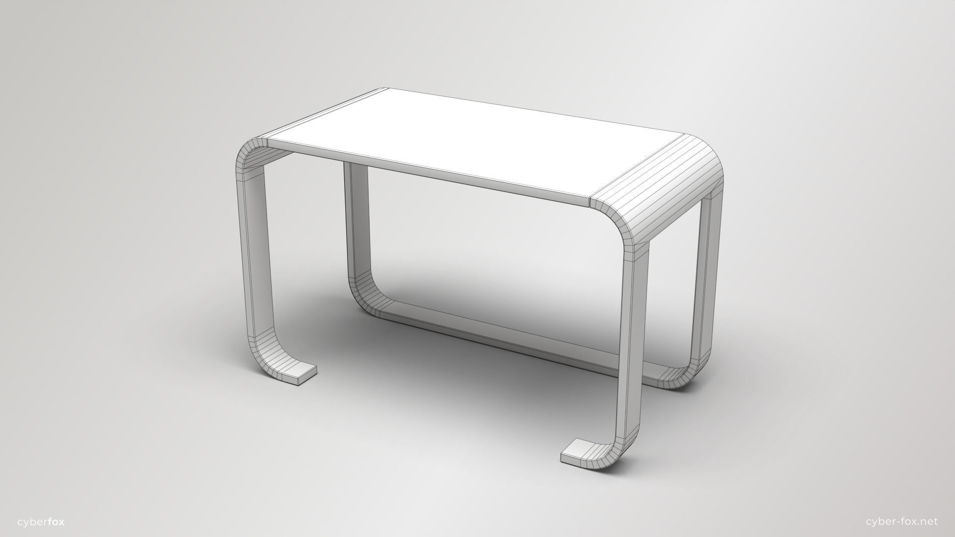 Futuristic White Work Desk  Low-poly 3D model_6