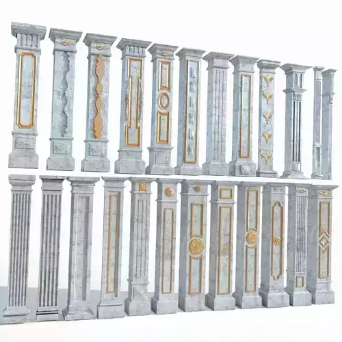 Colone set of marble columns 3D model