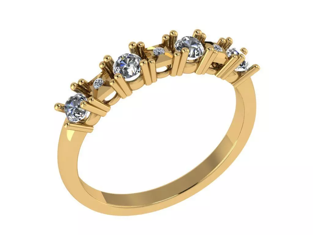 Ring489 gold ring with diamonds 3D print model_0